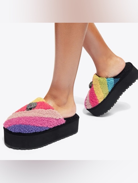 Kurt Geiger Shoes - NWT Kurt Geiger London Kensington Faux Shearling Platform Slippers Rainbow